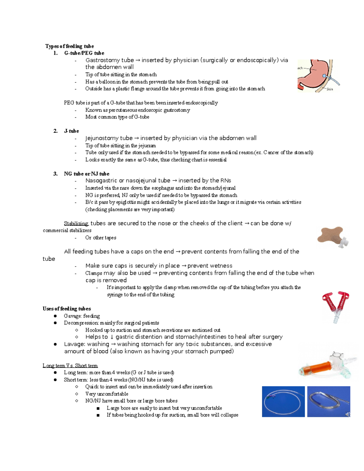 Meds via Feeding tube skill Types of feeding tube 1. Gtube/PEG tube Gastrostomy tube →