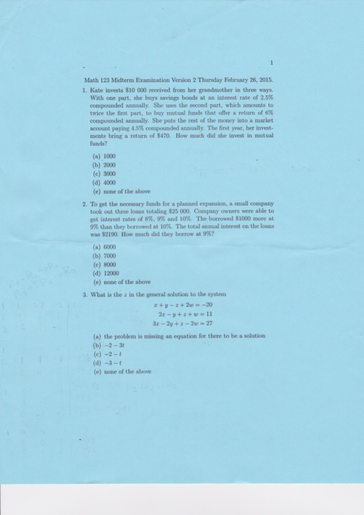 MATH123 Midterm 2015 - Practice/Exam - Math 123 - Studocu