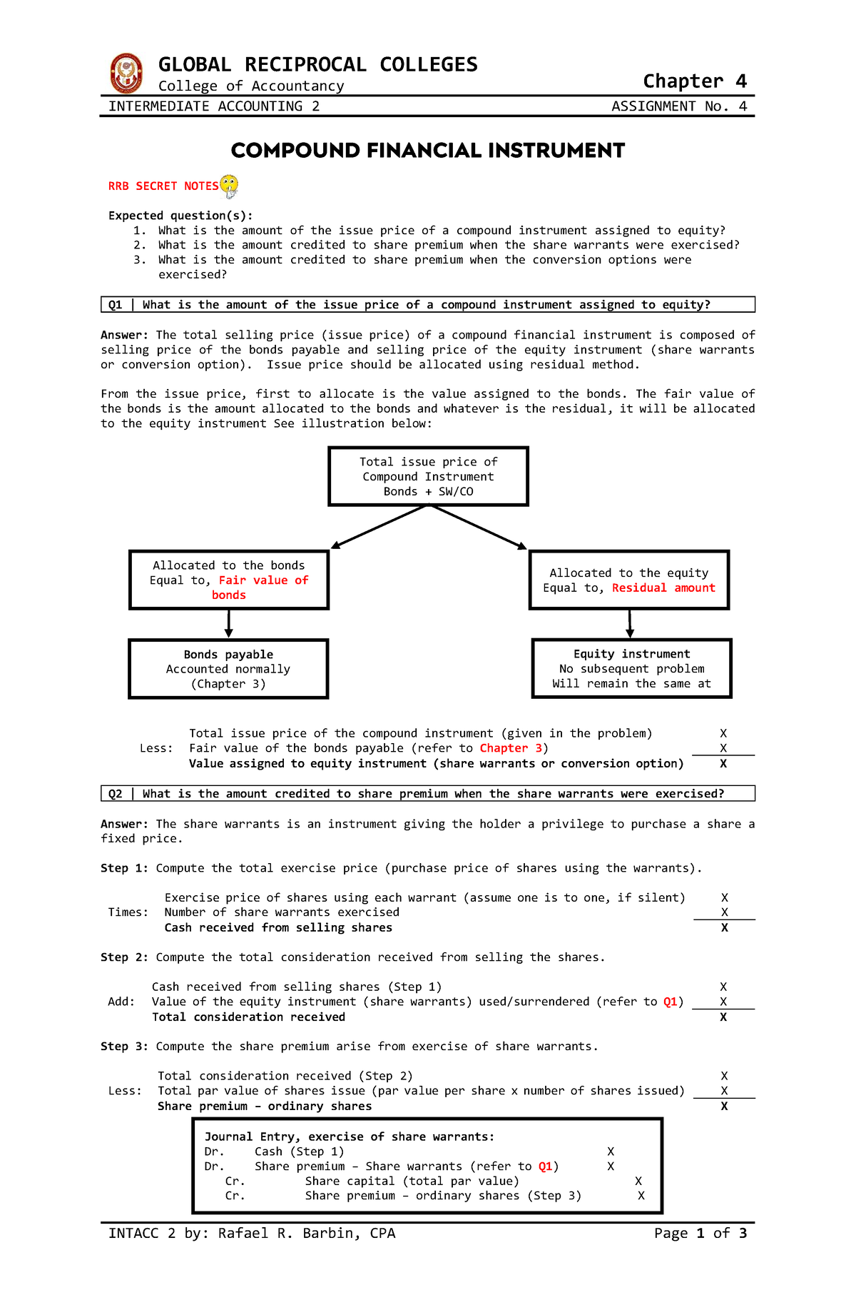 Intacc-2 Chapter-4 Compound- Financial- Instrument - GLOBAL RECIPROCAL ...