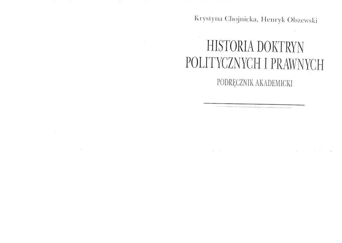 Chojnicka K, Olszewski H - Historia Doktryn Politycznych I Prawnych ...