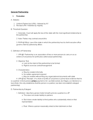 Business Essay Rule Statements - I. Partnerships Partnership: A ...
