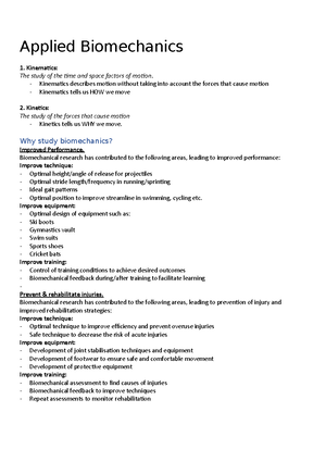 Biomechanics Notes - Biomechanics Notes: MODULE 1 Fundamental ...