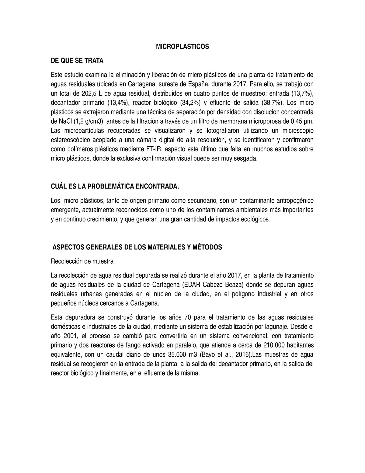 Micoplastico Caracterizacion De Los Polimeros Microplasticos De Que Se Trata Este Estudio Examina La Eliminaci Liberaci De Micro Pl Sticos De Una Planta De Studocu