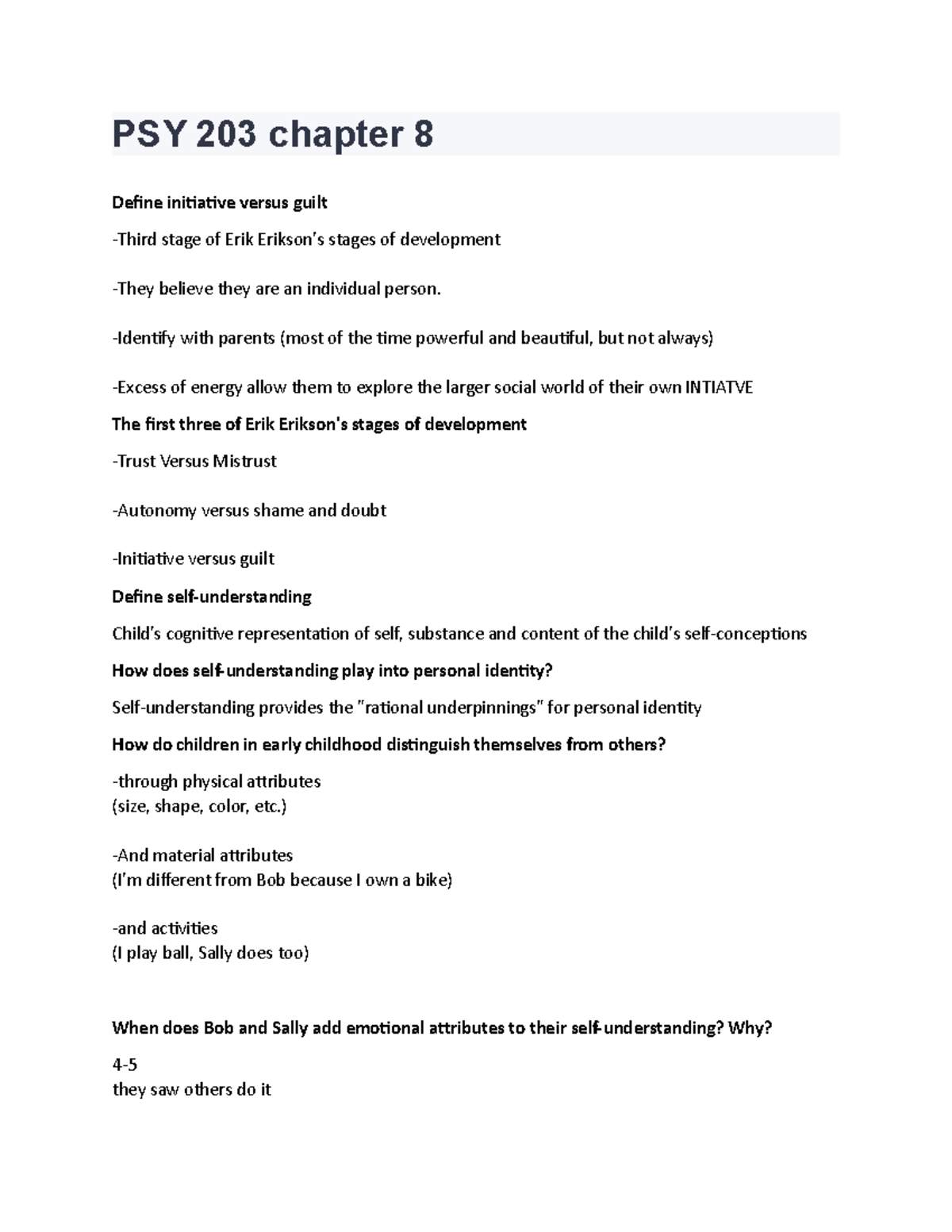 Psy 203 Chapter 8 Notes Review Psy 203 Chapter 8 Define Initiative