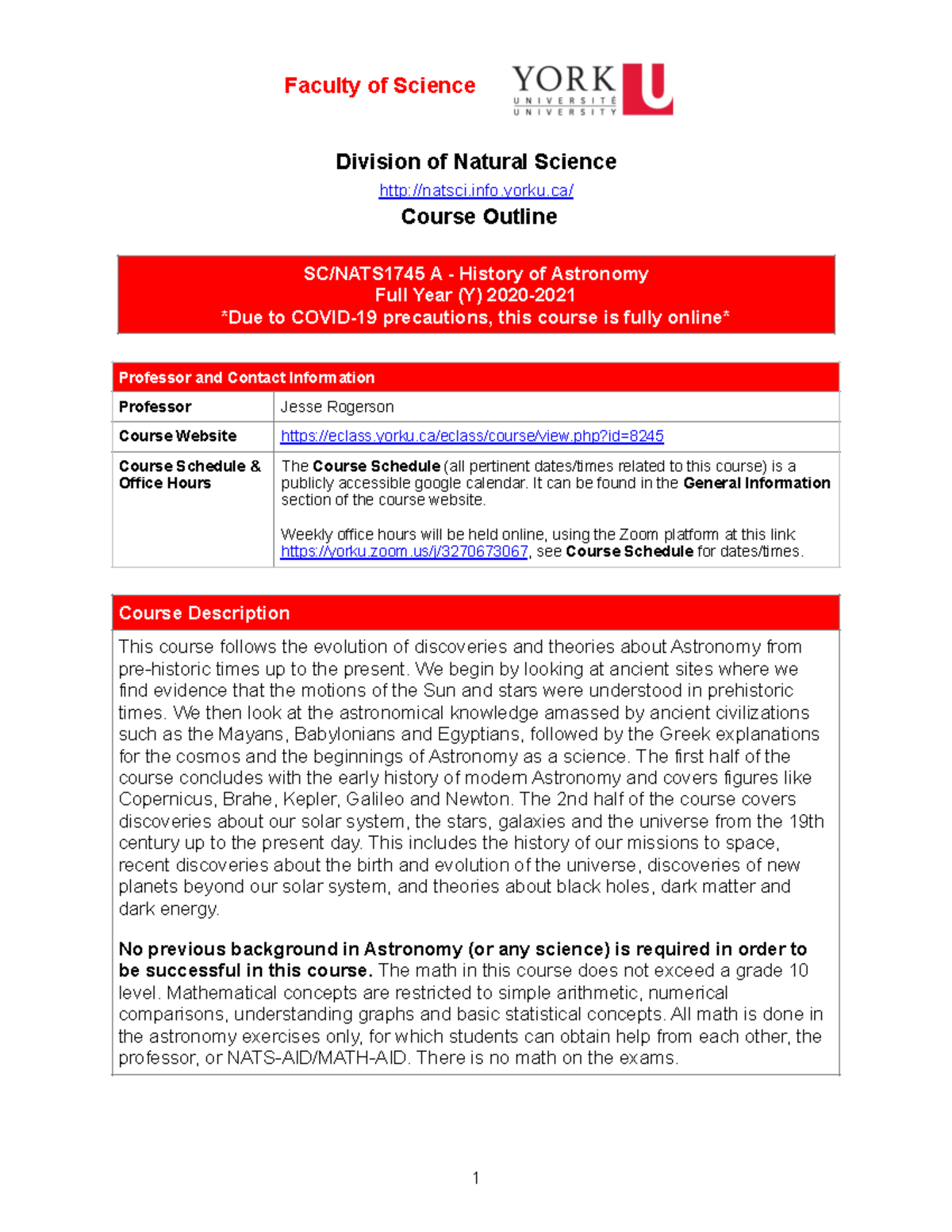 NATS1745A Course Outline - Division Of Natural Science Natsci.info ...