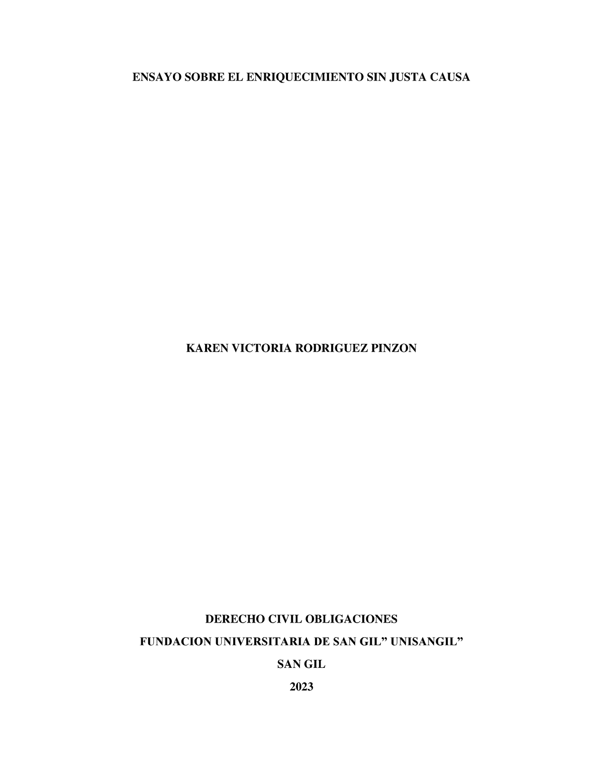 Ensayo Sobre EL Enriquecimiento SIN Justa Causa - ENSAYO SOBRE EL ...