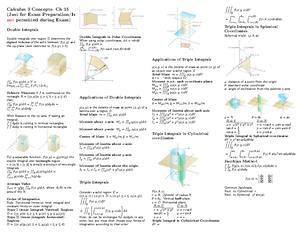 Chapter 12 and 13 Summary Sheet - Calculus 3 Concepts- Ch 12 and 13 ...