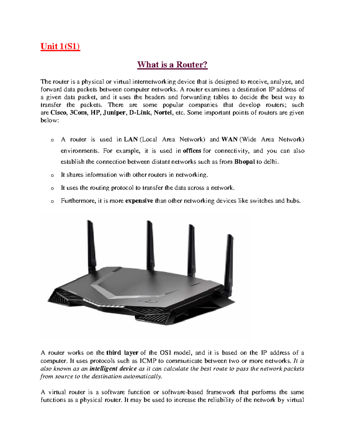UNIT 1(S1S4) Notes of computer networks Unit 1(S1) What is a