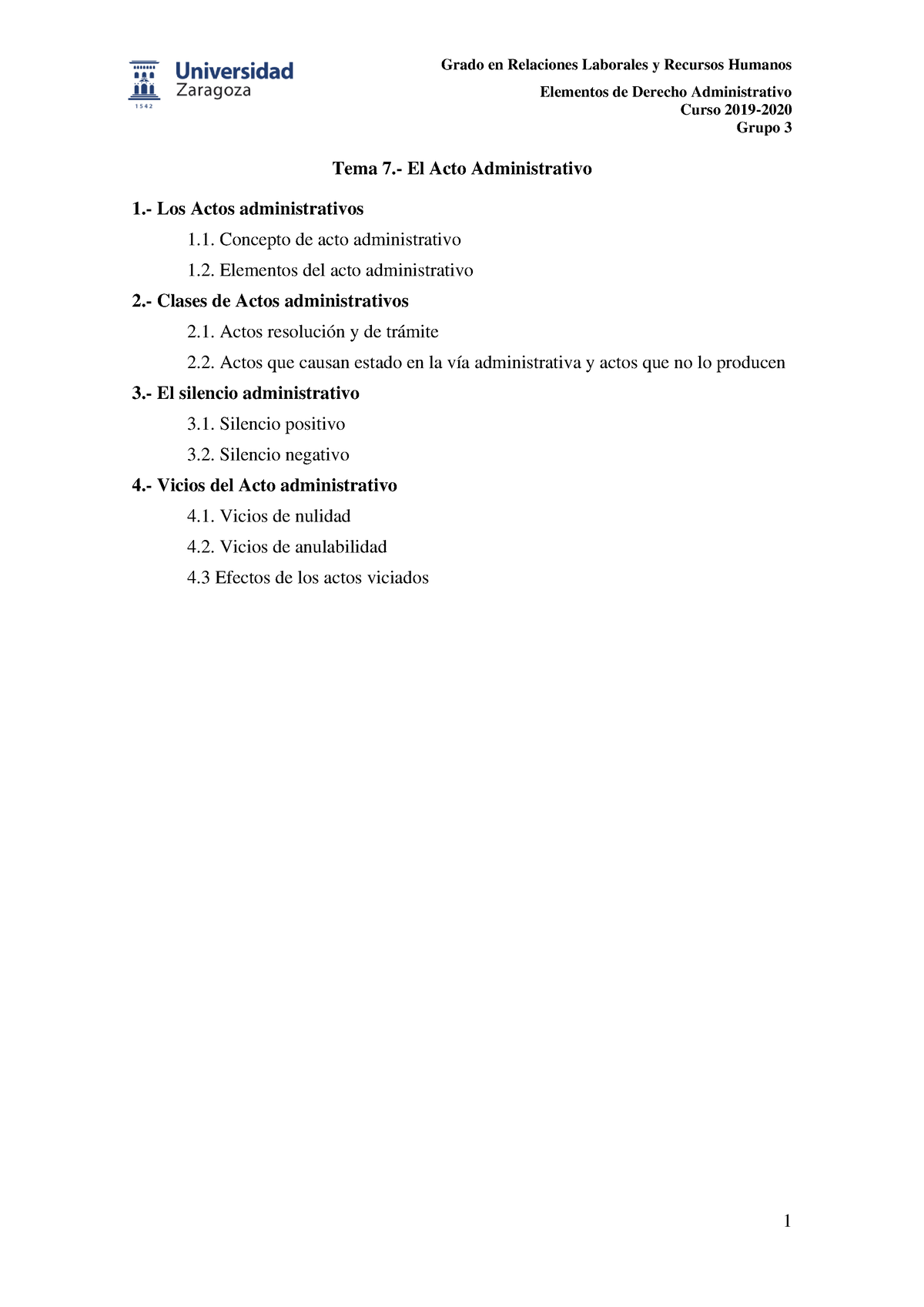 Tema 7 El Acto Administrativo Elementos De Derecho Administrativo Curso 2019 Grupo 3 Tema 7 9291