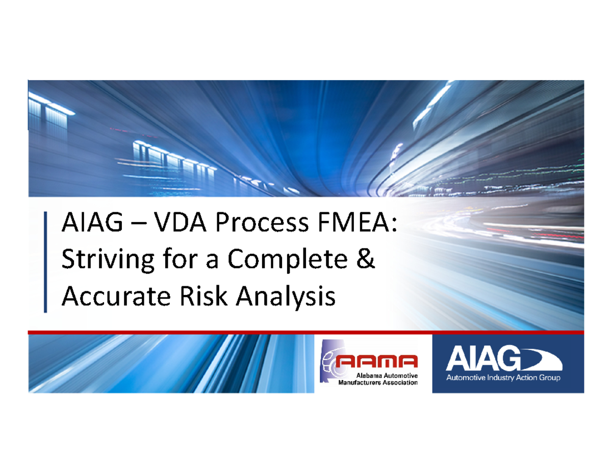 Aiag-vda Process Fmea - Adada - AIAG 3 VDA Process FMEA: Striving For A ...