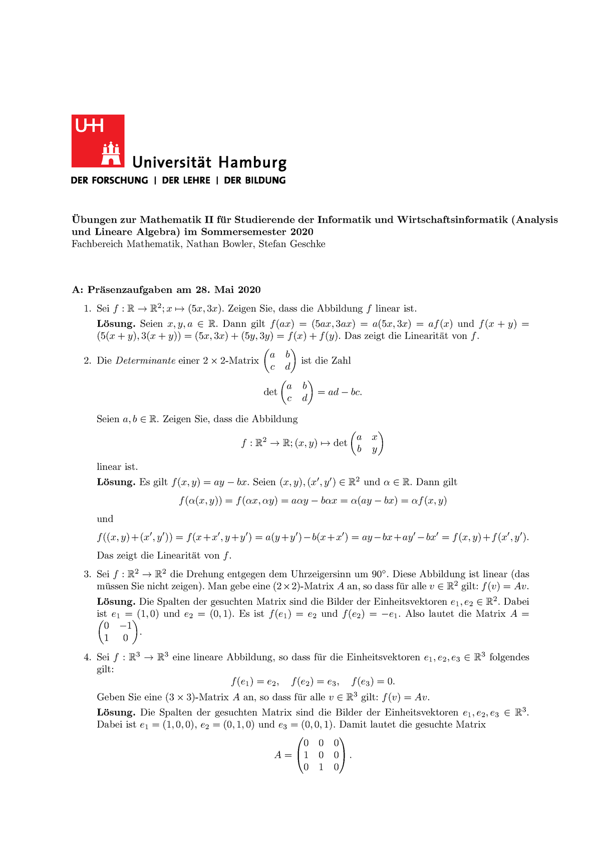 Blatt 5 Loesung Lösung für Übungsaufgaben aus dem Jahr 2021 2022 Ubungen zur Mathematik