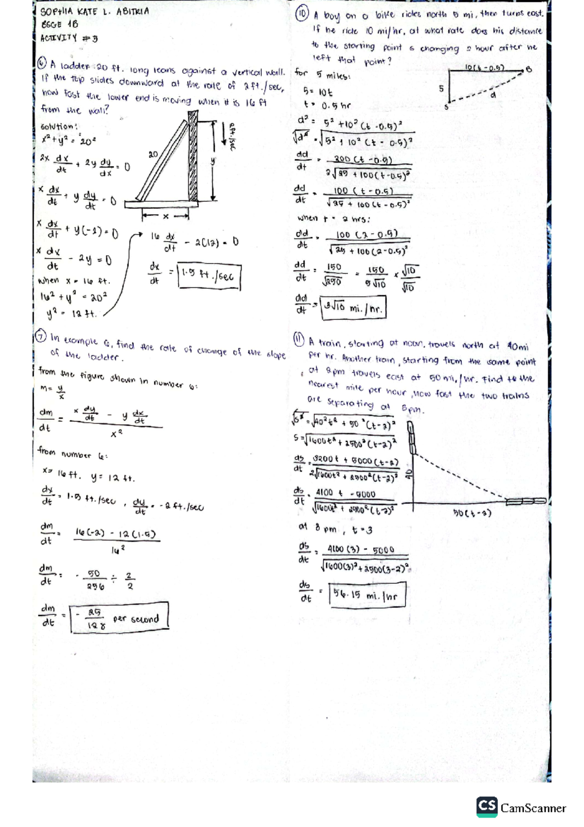 CalculusACT5 Solutions for some activities in Differential and Integral Calculus 6th edition