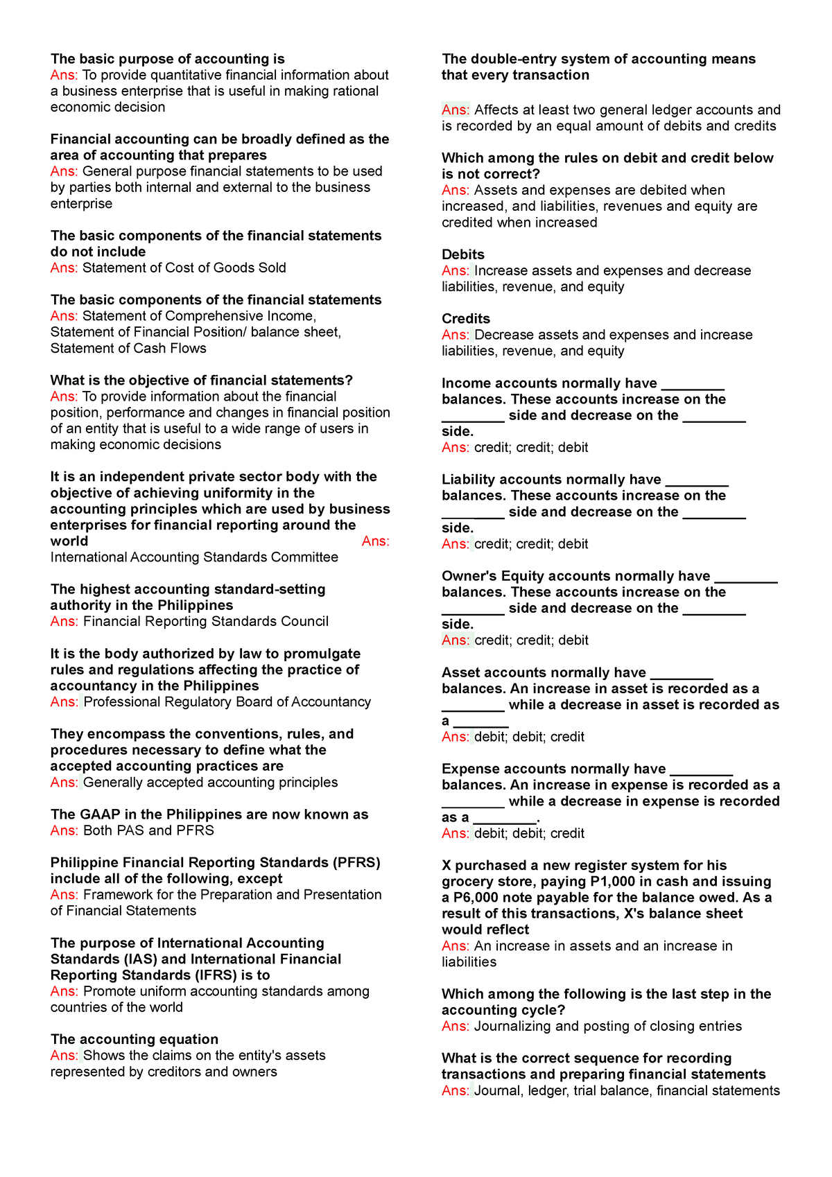 Financial Accounting AND Reporting Reviewer - The basic purpose of ...