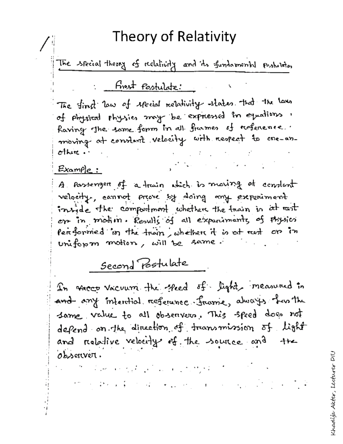 Relativity - Physics 1 - Theory of Relativity Mathematical Problem ...