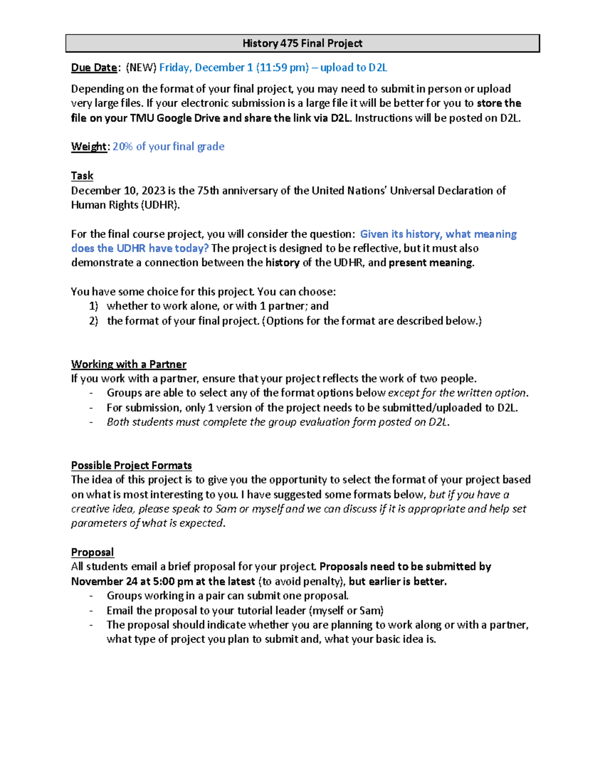 Final Project Outline - History 475 Final Project Due Date: (NEW ...