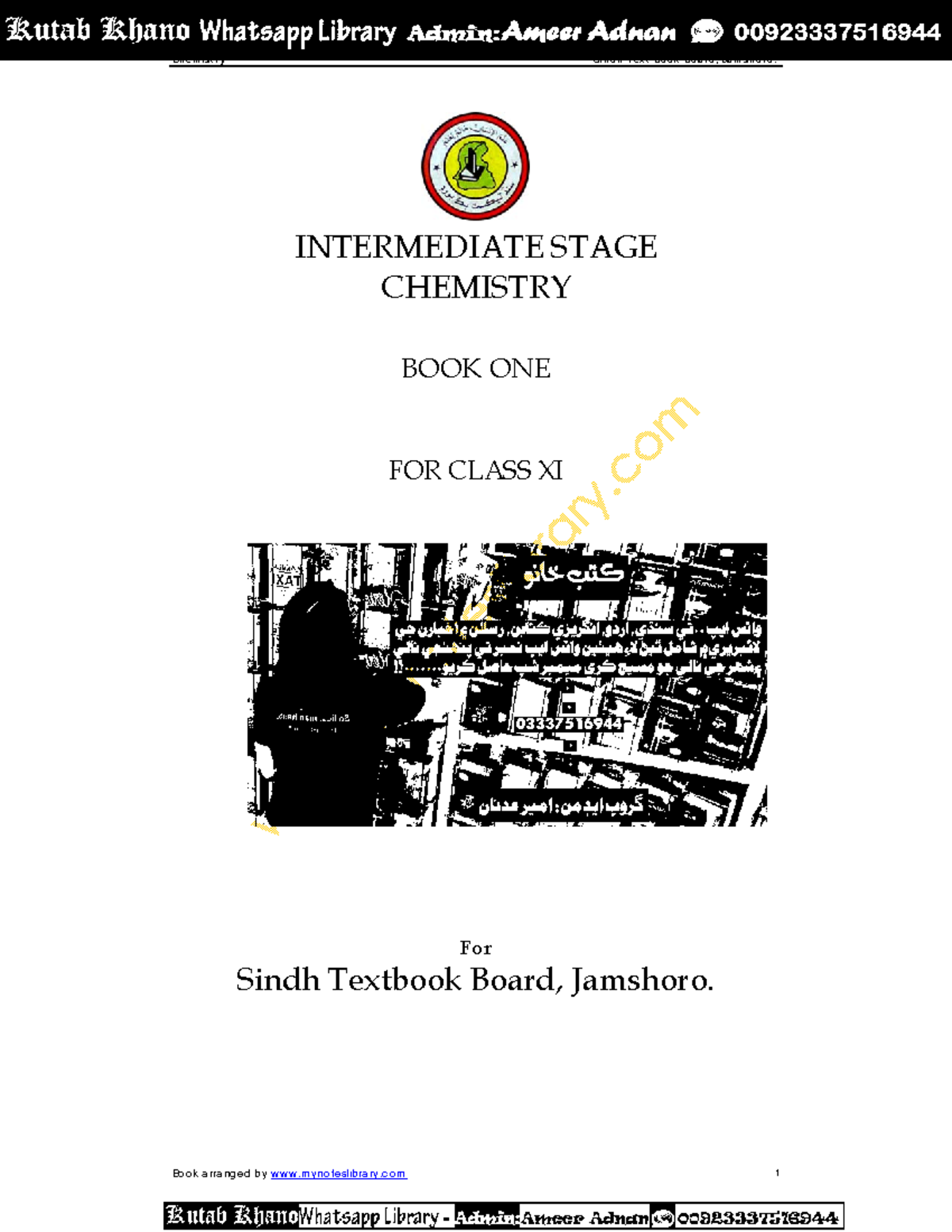 Chemistry 1st Year INTERMEDIATE STAGE CHEMISTRY BOOK ONE FOR CLASS XI