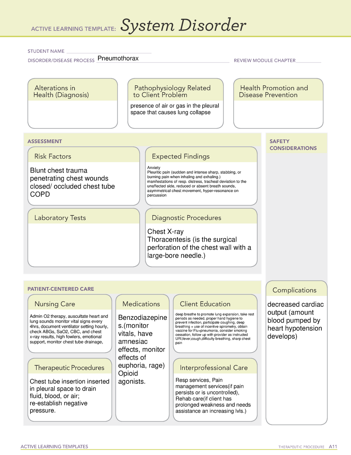 Pneumothorax - disease template - ACTIVE LEARNING TEMPLATES THERAPEUTIC ...