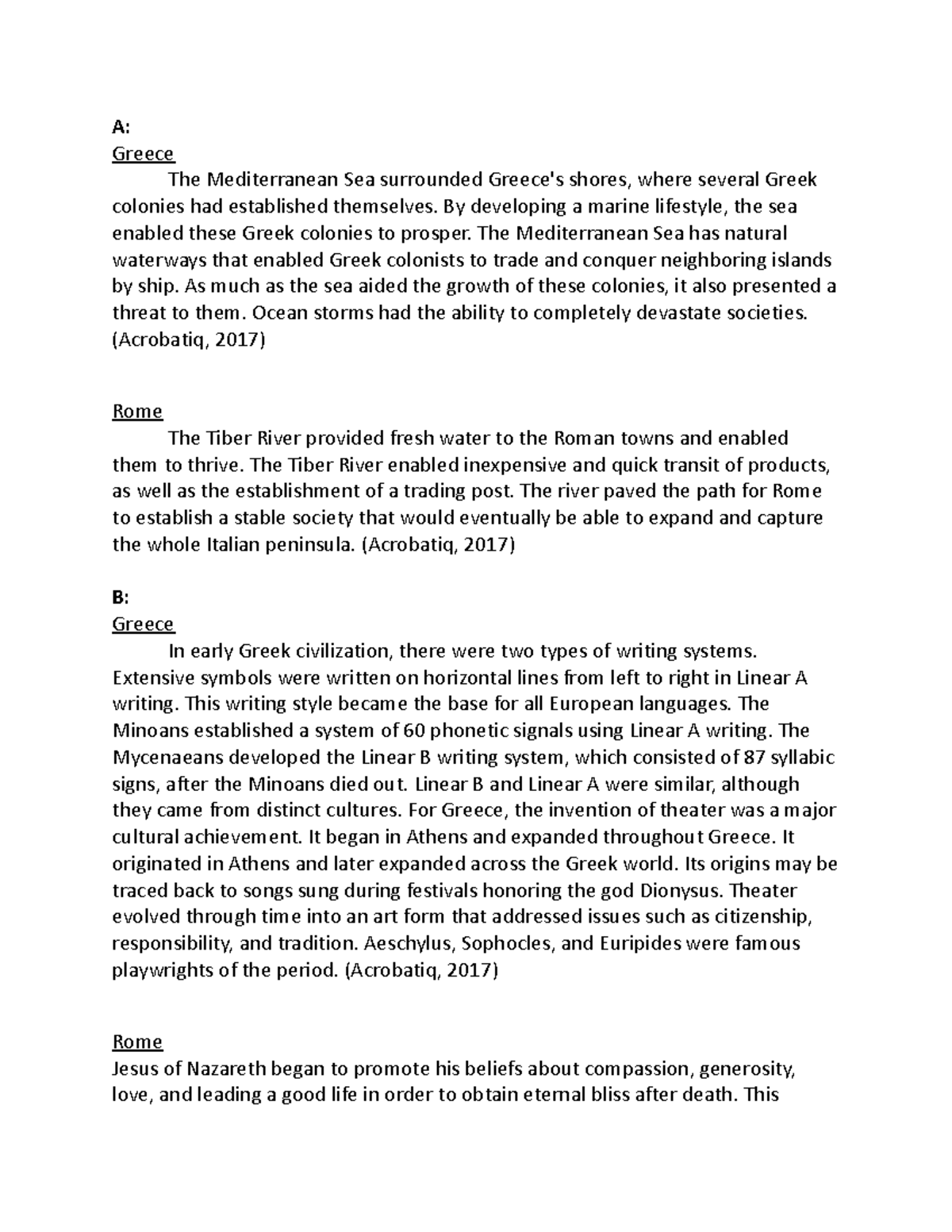 Task 2 - Task 2 - A: Greece The Mediterranean Sea surrounded Greece's ...