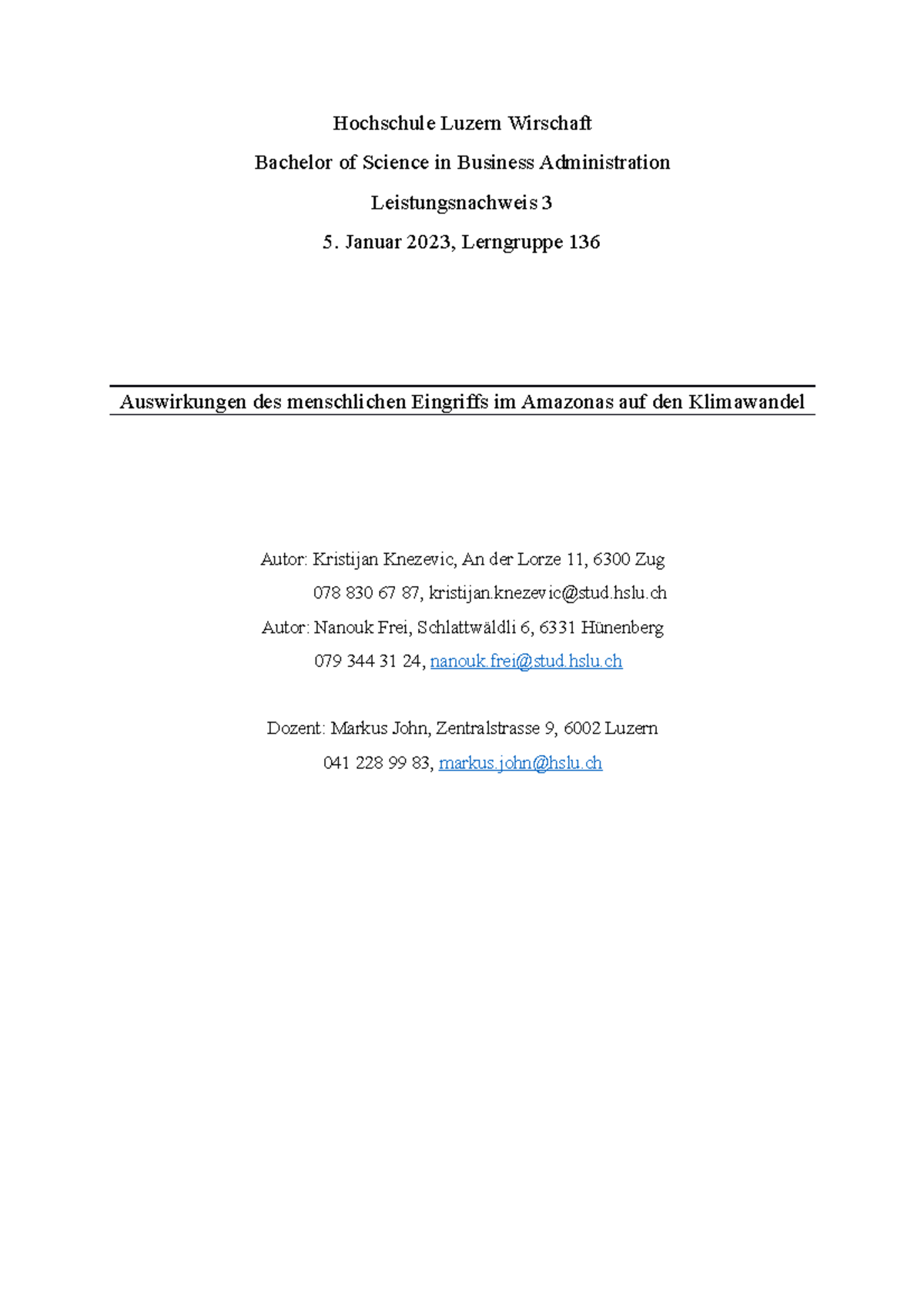 Wissenschaftliche Rezension Hochschule Luzern Wirschaft Bachelor of