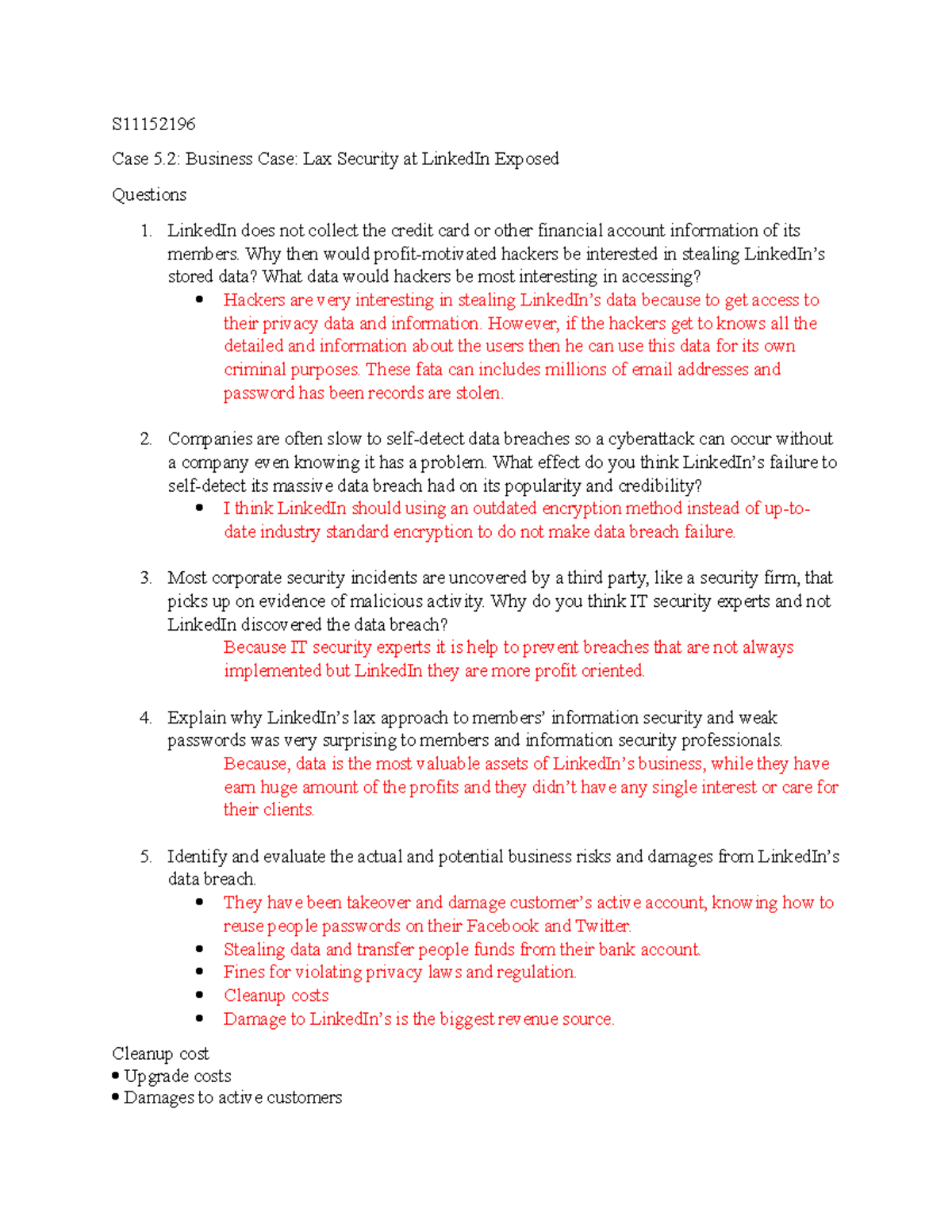 Tutorial Week 5 - Case 5 - S Case 5: Business Case: Lax Security at ...