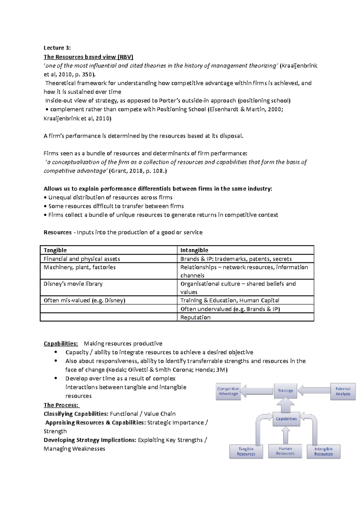 Lecture 3 notes - Lecture 3: The Resources based view (RBV) ‘one of the ...