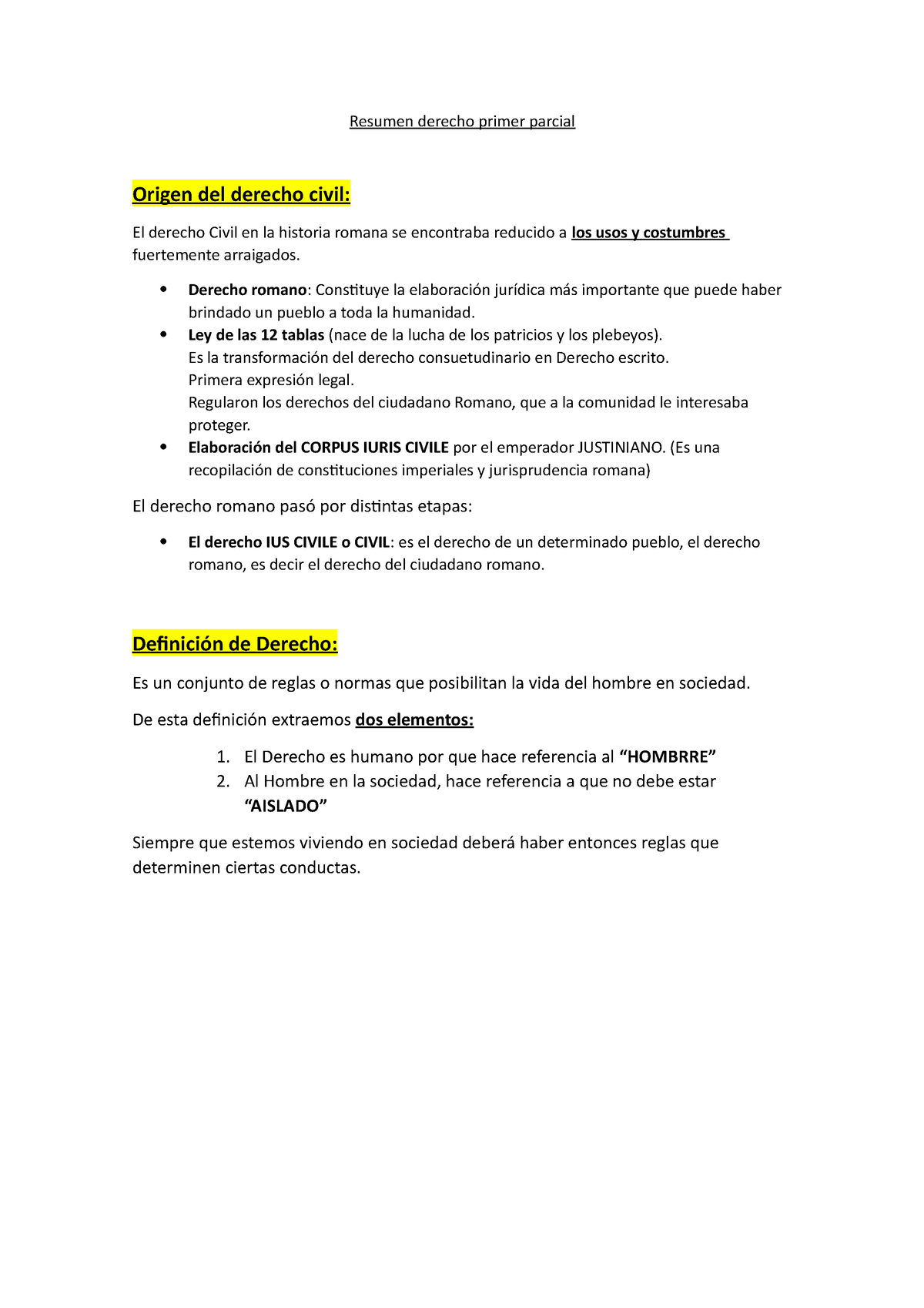 Resumen Derecho Primer Parcial - Resumen Derecho Primer Parcial Origen ...