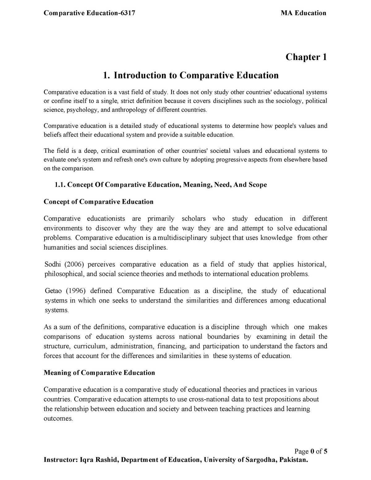 essay about comparative education
