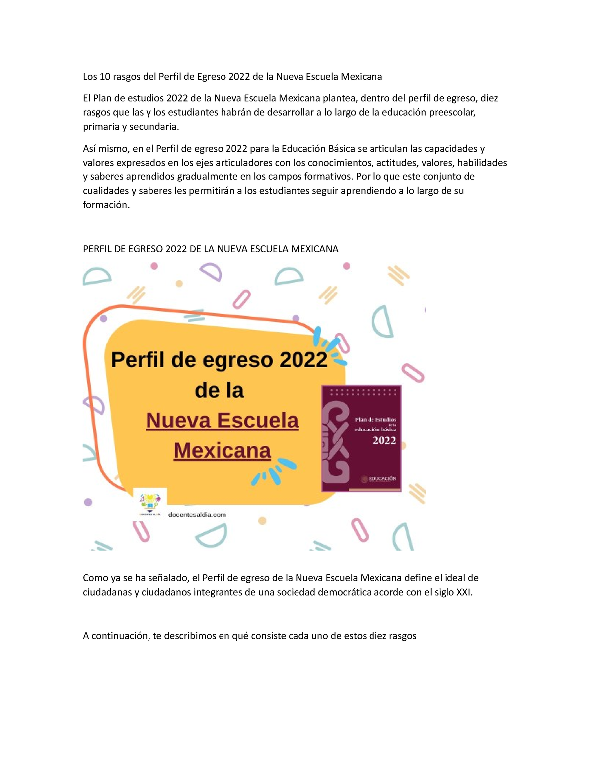 Los 10 Rasgos Del Perfil De Egreso 2022 De La Nueva Escuela Mexicana Así Mismo En El Perfil 1869
