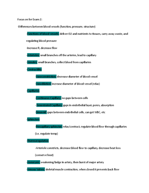 Anatomy And Physiology Exam 2 Study Guide - Focus On For Exam 2 ...