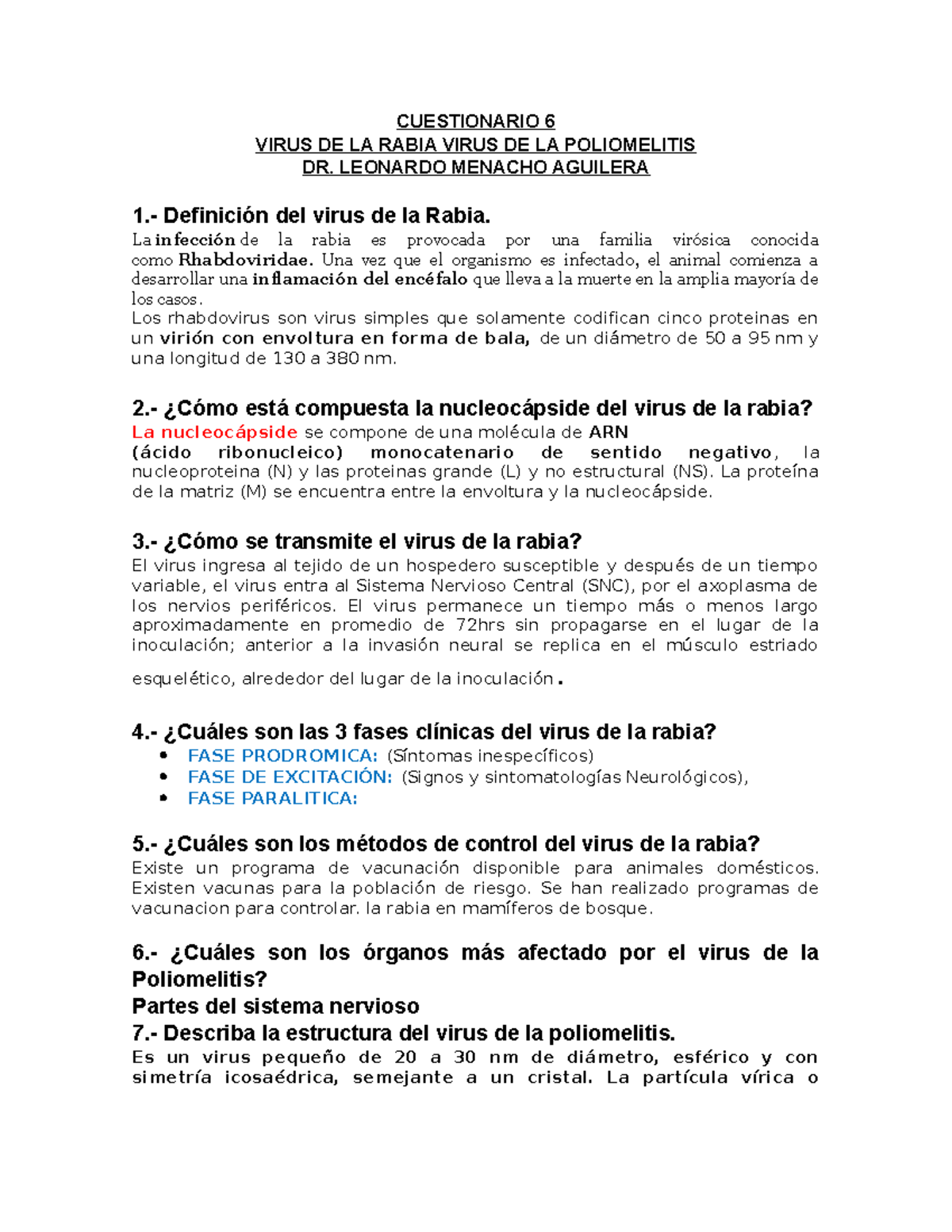 Cuestionario Rabia Polio echo crack - CUESTIONARIO 6 VIRUS DE LA RABIA ...