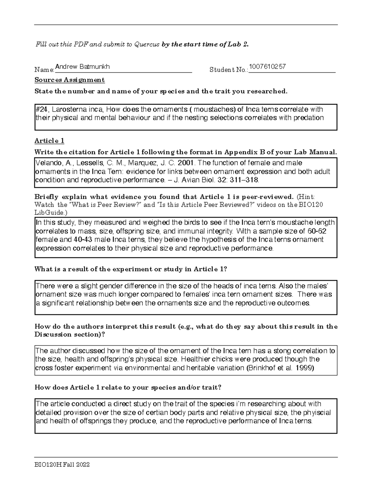 Bio lab 1 - adwfs - Fill out this PDF and submit to Quercus by the ...