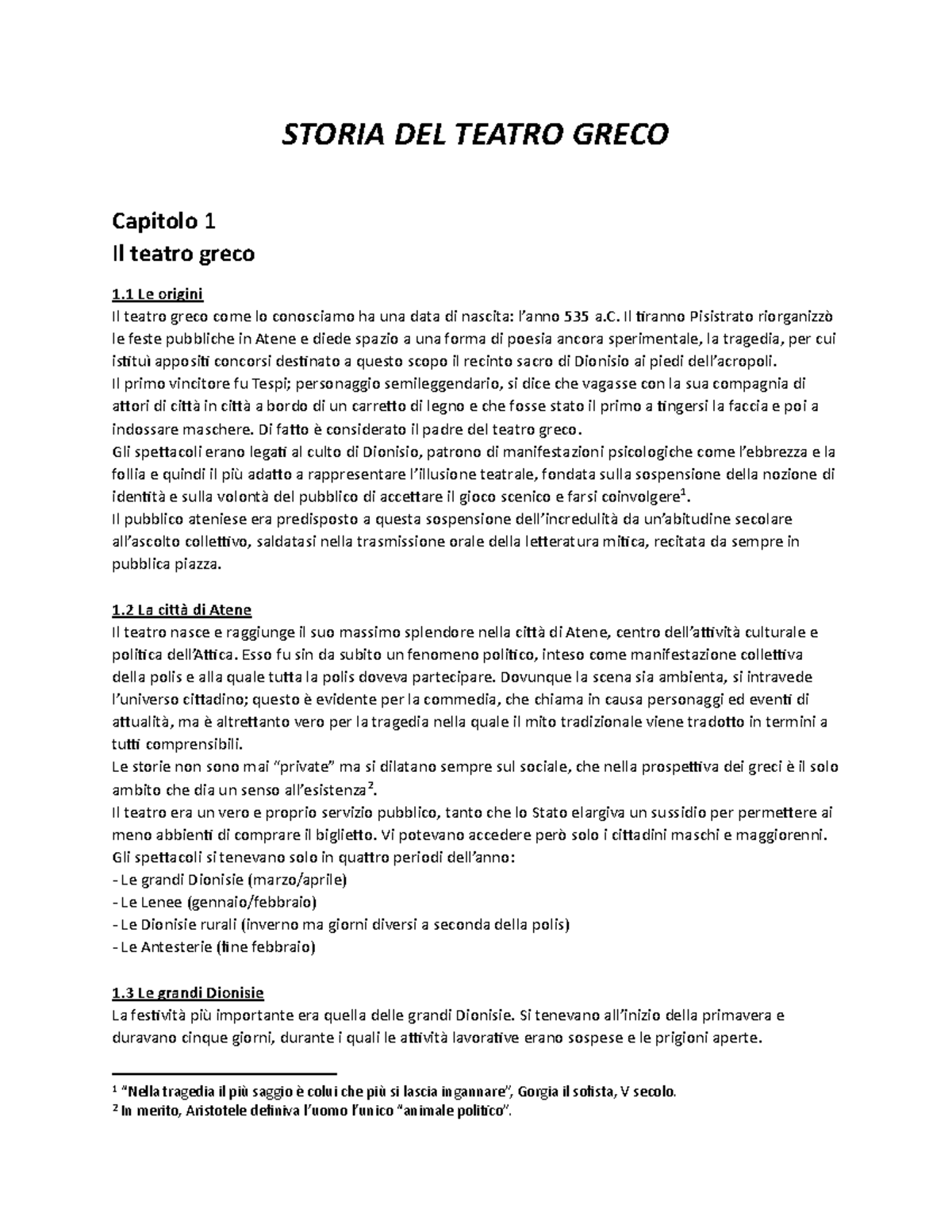 Storia del teatro greco def - STORIA DEL TEATRO GRECO Capitolo 1 Il ...