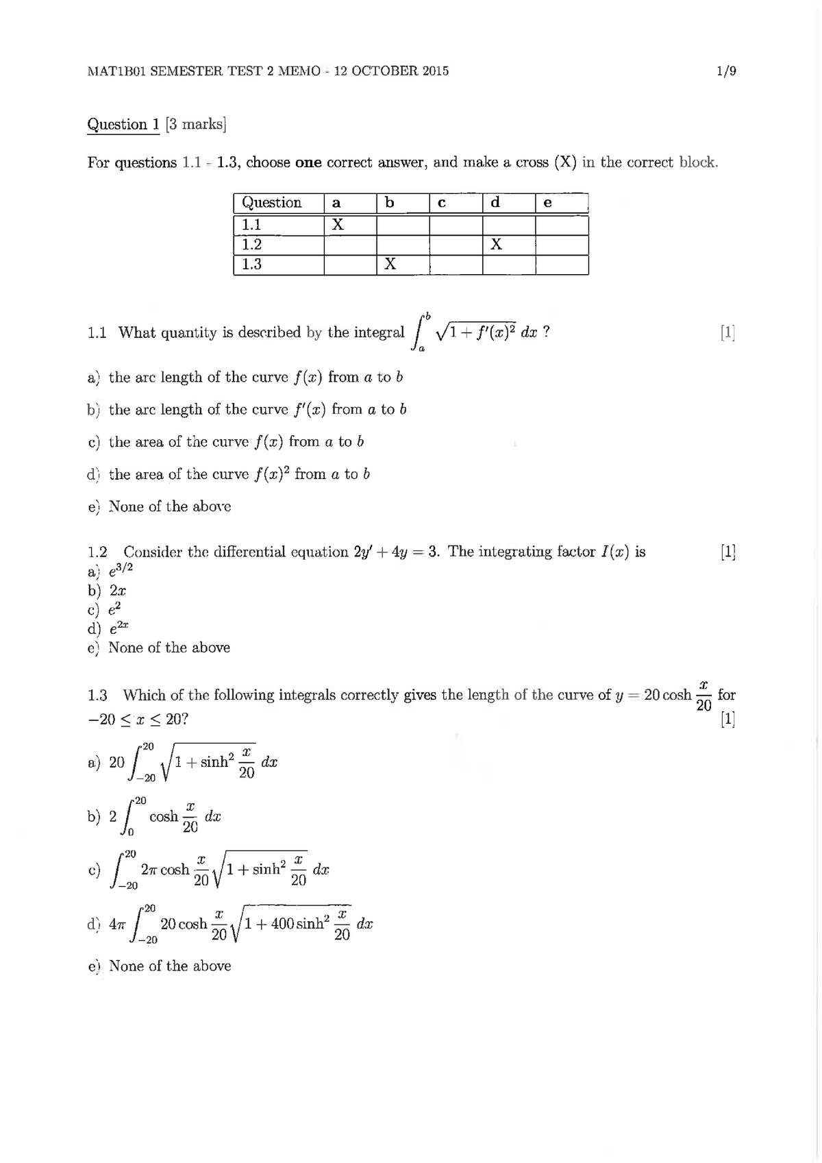 Semester Test 2 memo - incl graphs,CALCULUS FOR UNDERGRAD - MAT1B01 ...