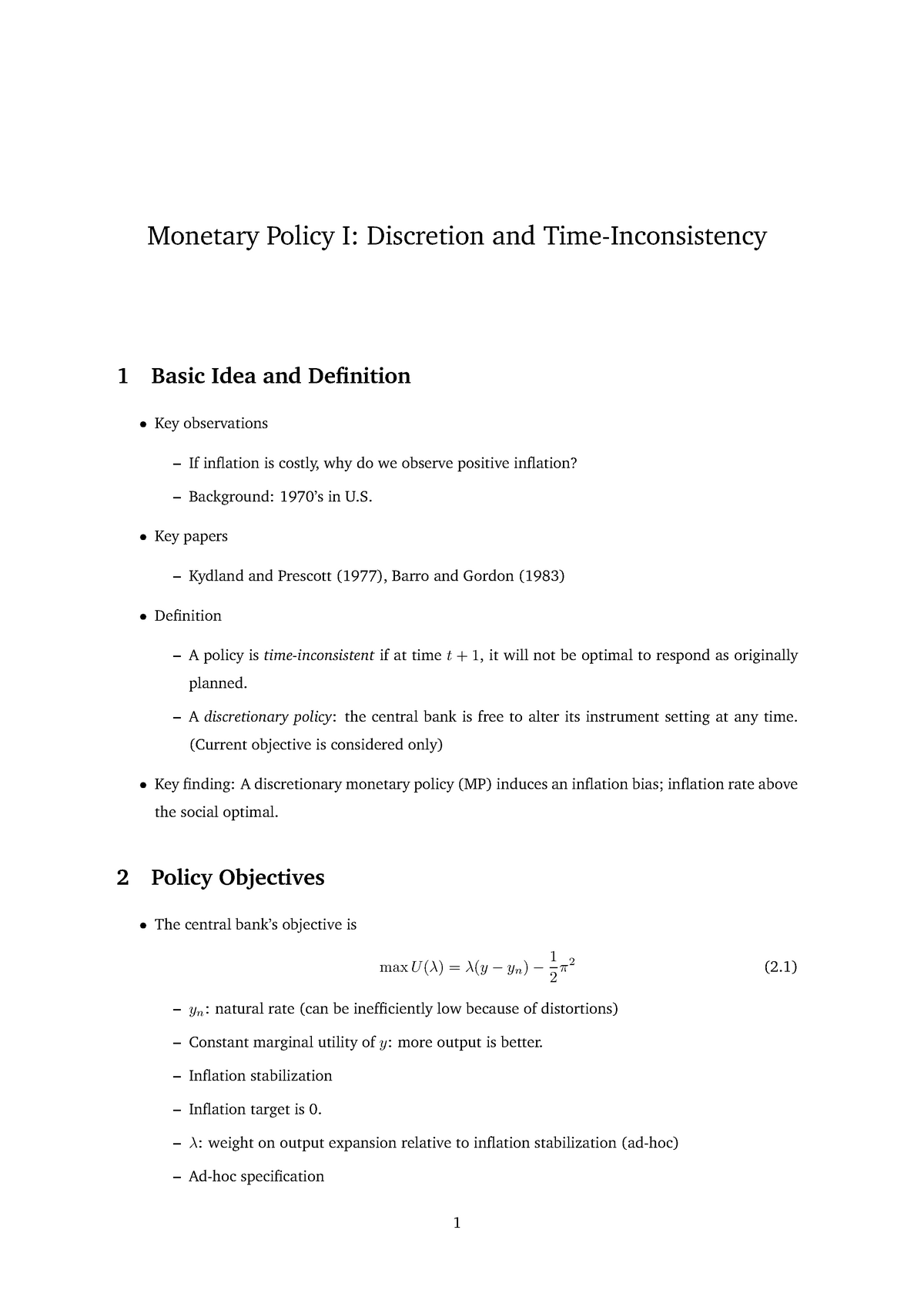 Lecture 11 Monetary Policy 1 - StuDocu