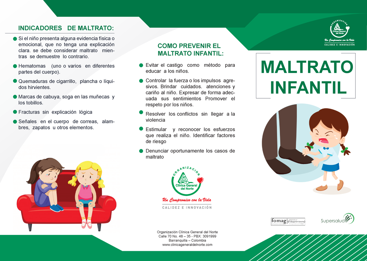 Folletos Maltrato Infantil Fomag Maltrato Infantil Indicadores De Maltrato Como Prevenir El 8013