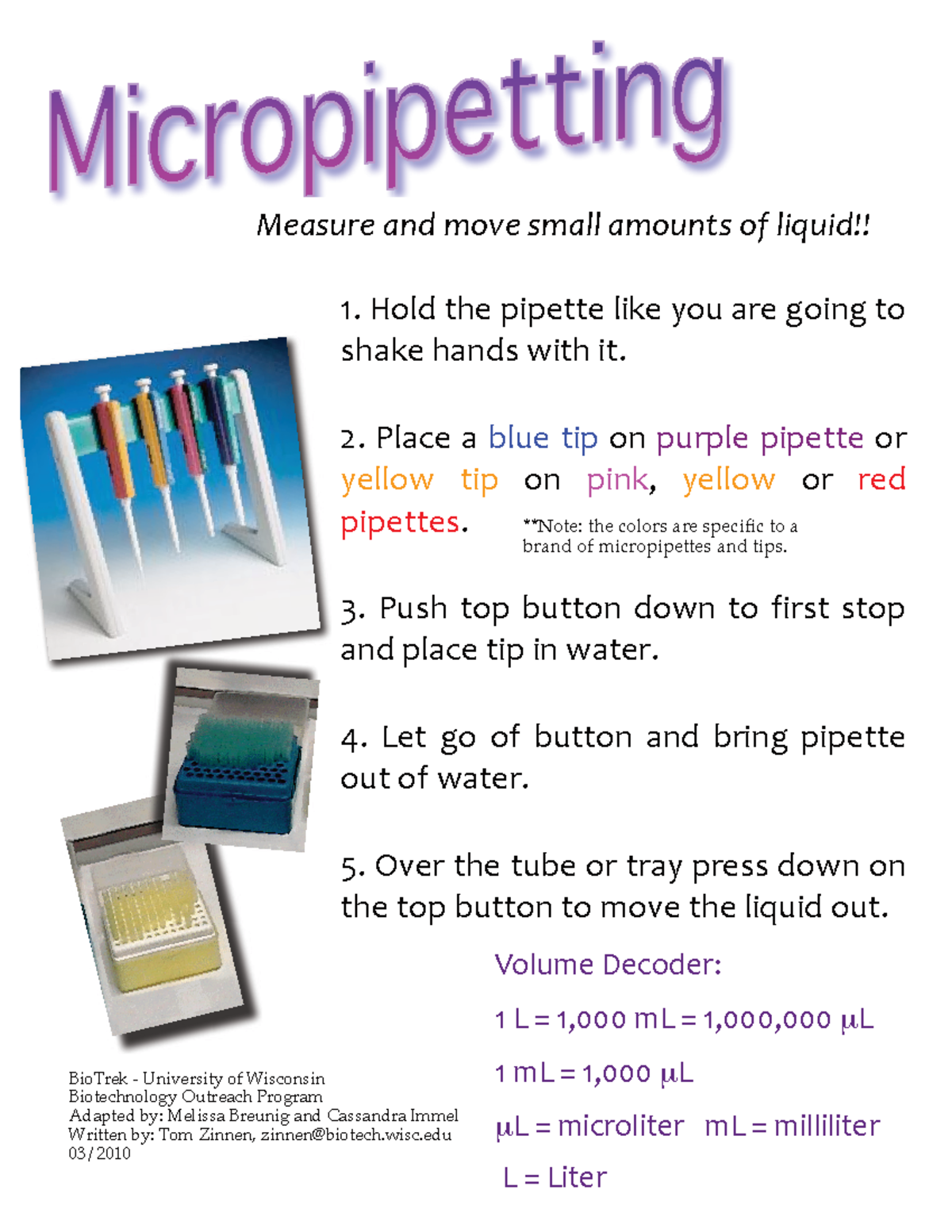 Micropipetting Manual Measure and move small amounts of liquid!! How
