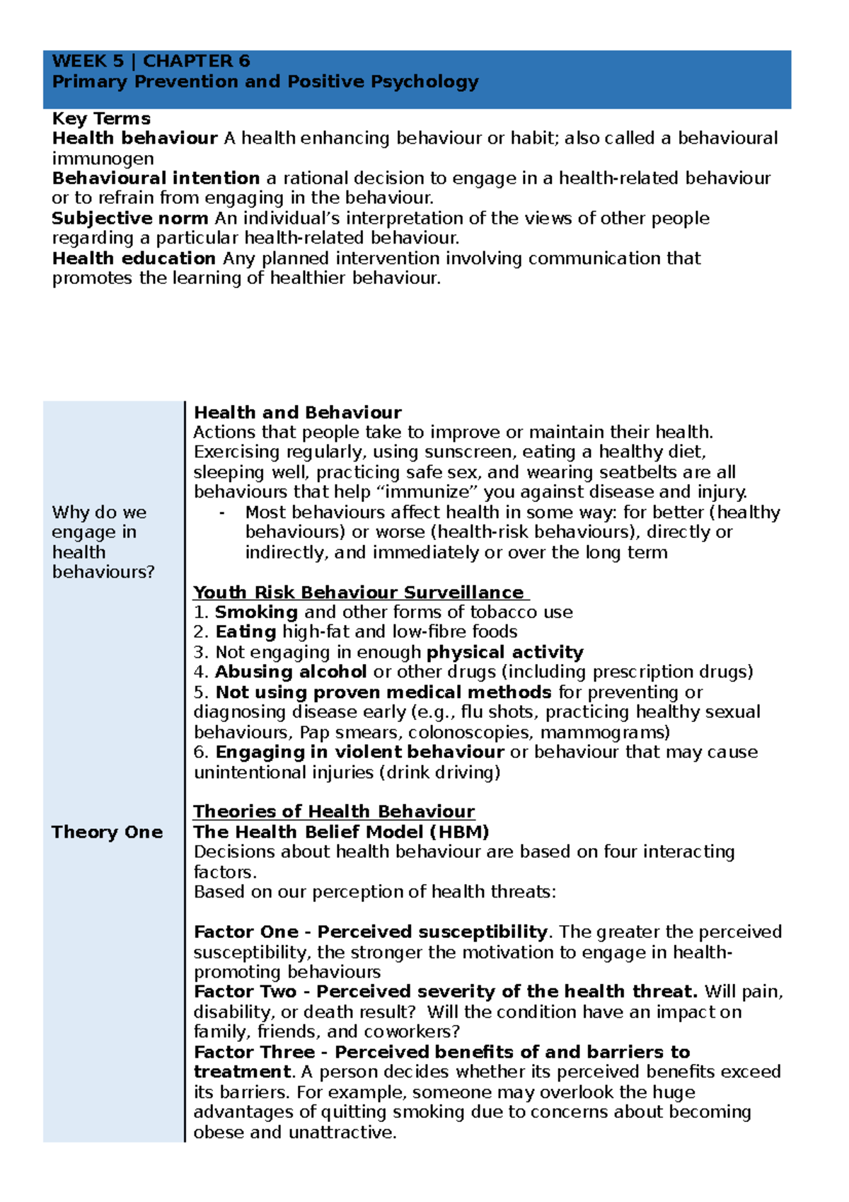 Week 5 Primary Prevention and Positive Psychology - WEEK 5 | CHAPTER 6 ...