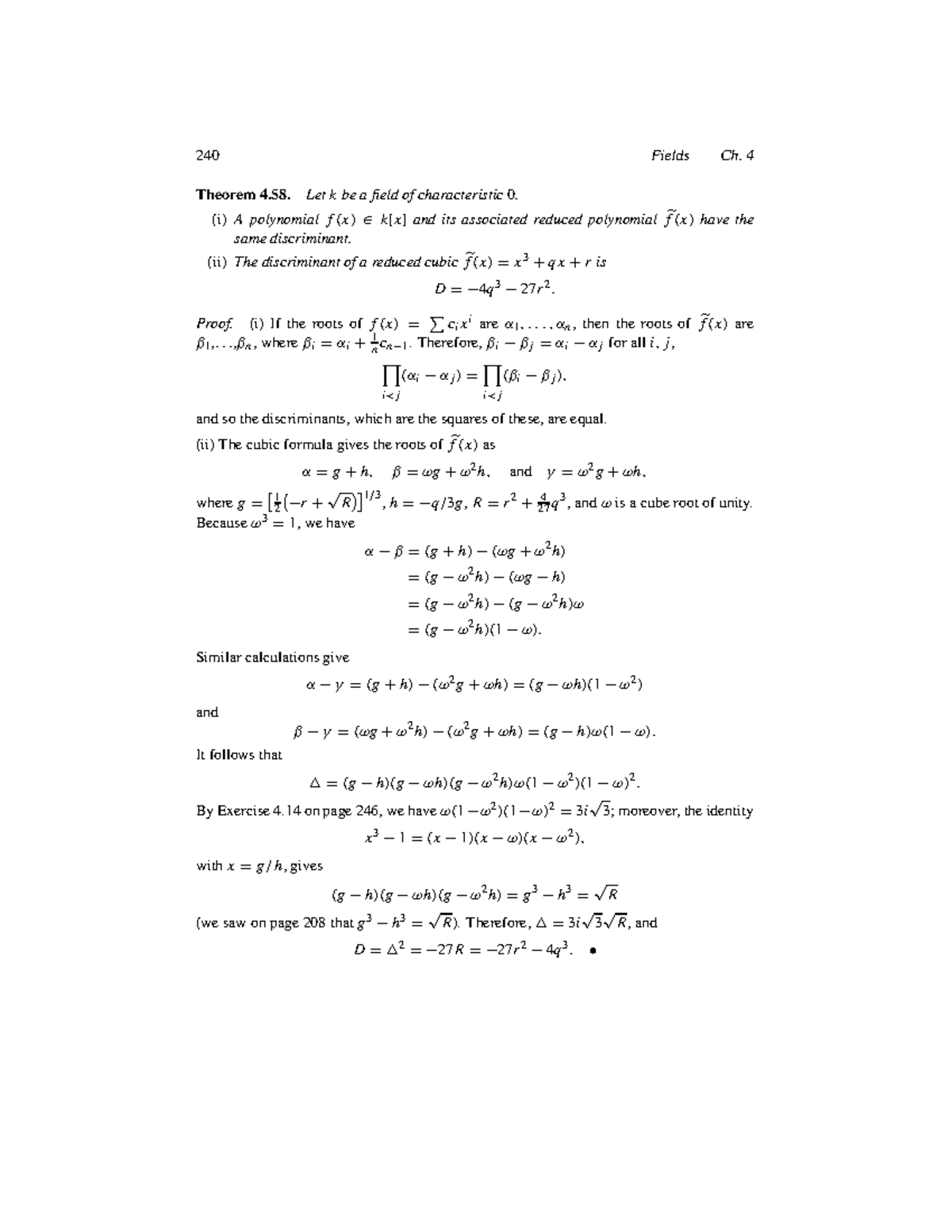 Basic Algebra 101 240 Fields Ch. 4 Theorem 4. Let k be a field of