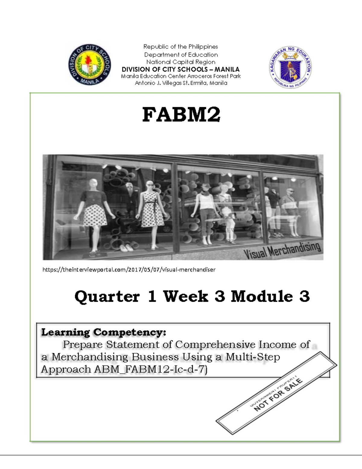 ABM-FABM2 12 Q1 W3 Mod3 - N/A - Republic Of The Philippines Department ...