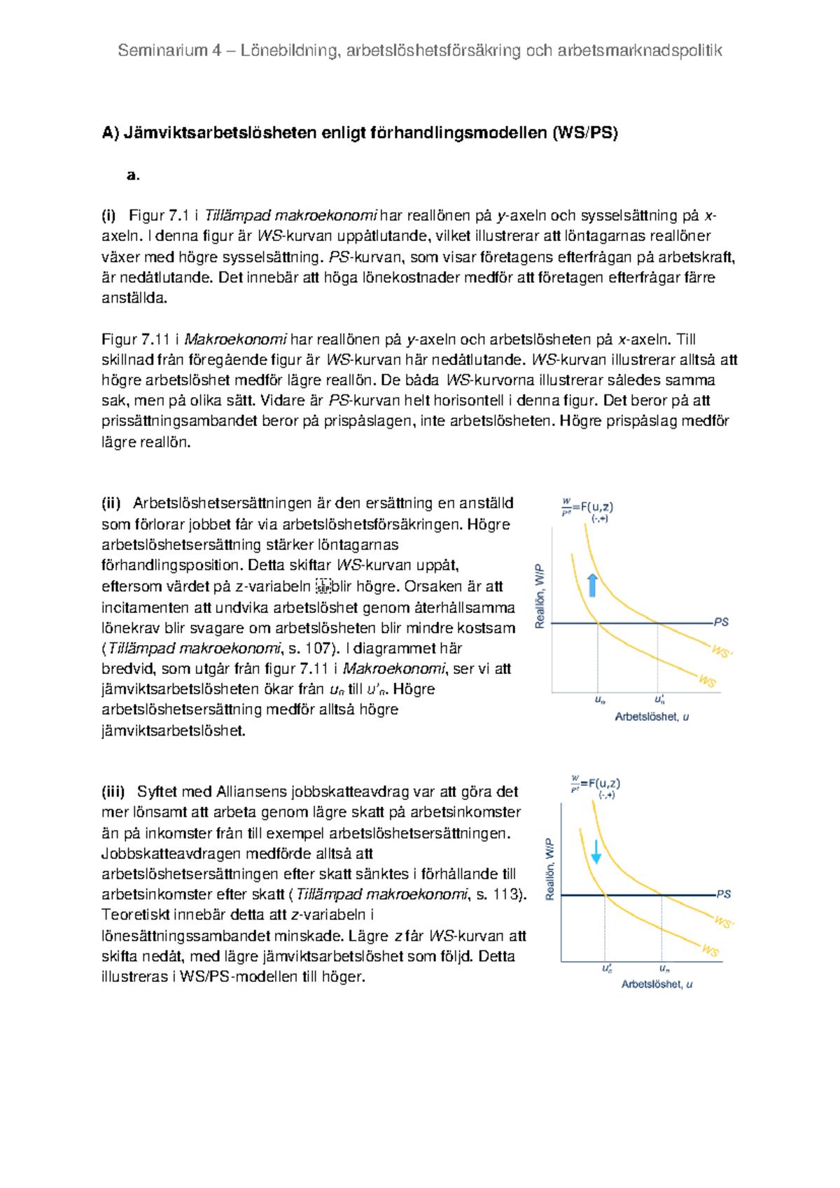 Seminarium 4 – Lönebildning, Arbetslöshetsförsäkring Och ...