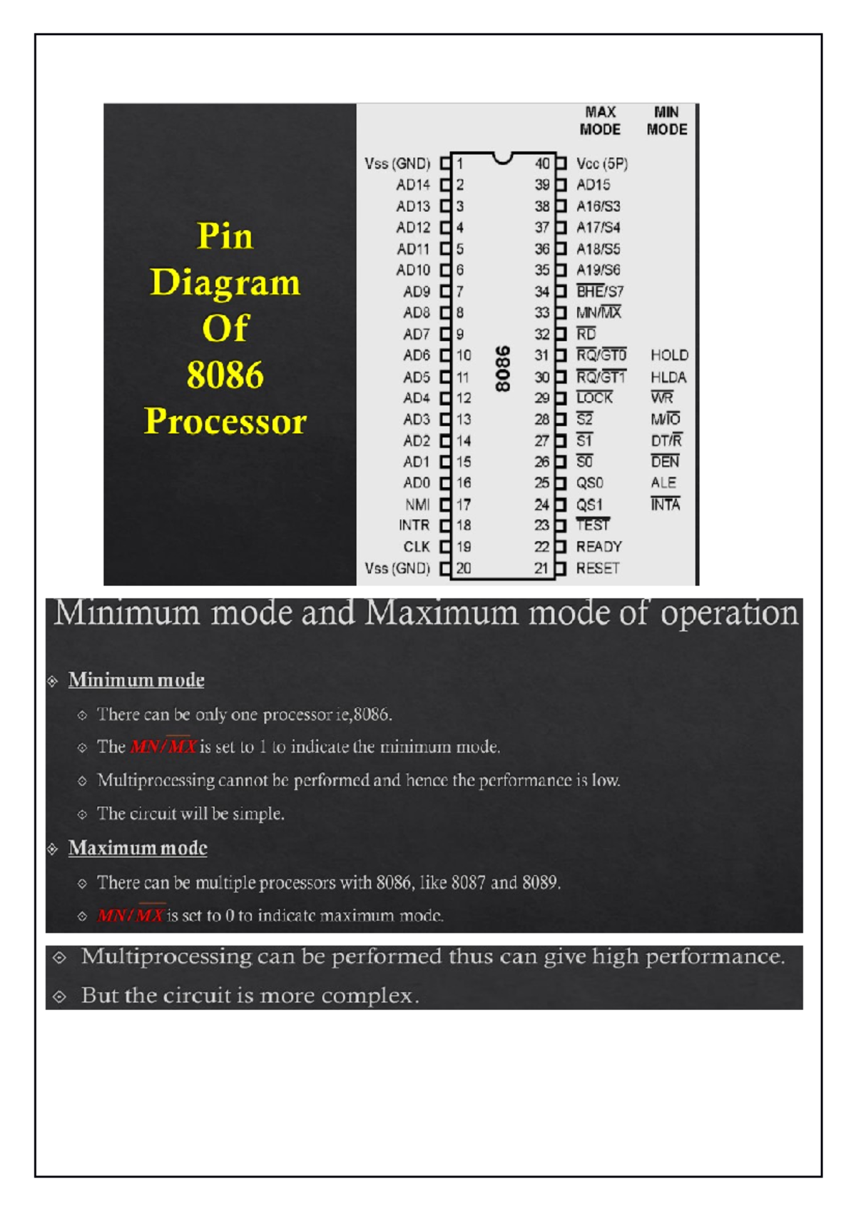 MICROPROCESSOR NOTES PHYSICAL MEMORY ORGANISATION OF 8086 In 8086 , the available 1MB memory