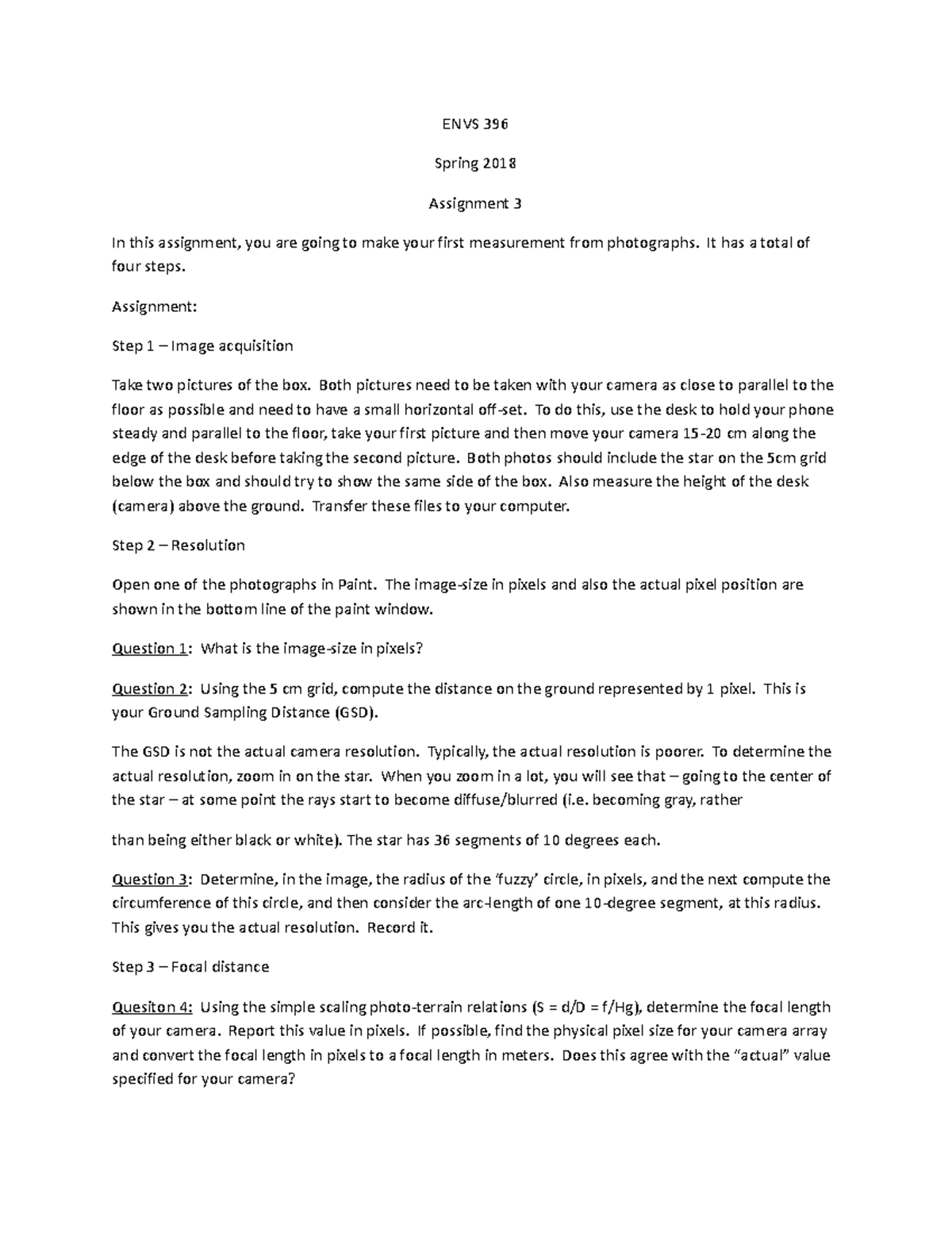 Assignment 3 - Basic photogrammetry for height of a box - ENVS 396 ...