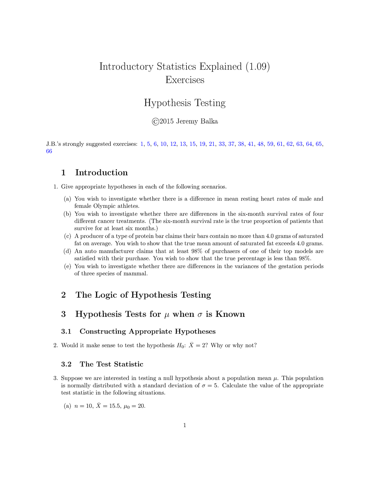 hypothesis testing statistics exercises