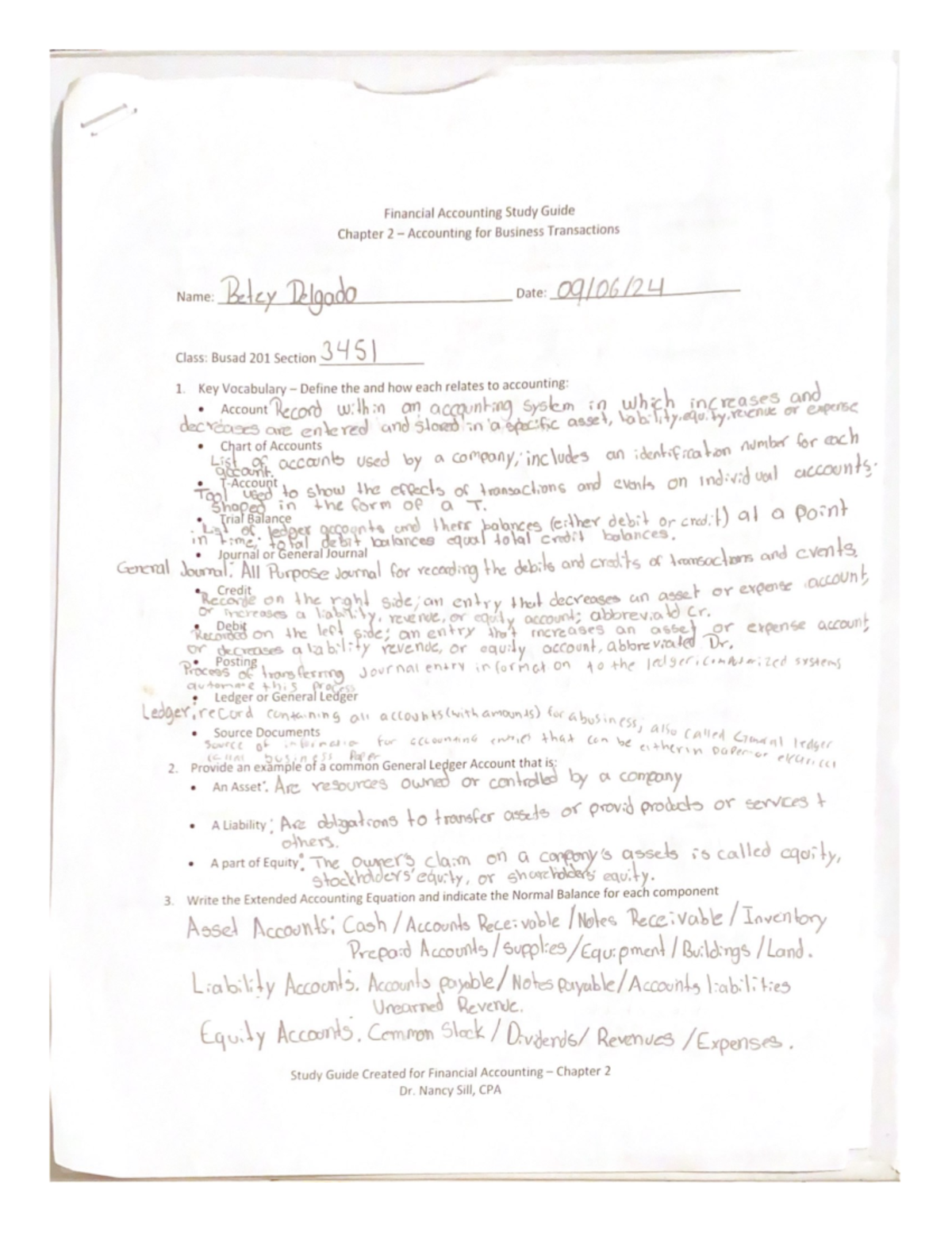 Study guide 2 - Homework - Financial Accounting Study Guide Chapter 2 ...