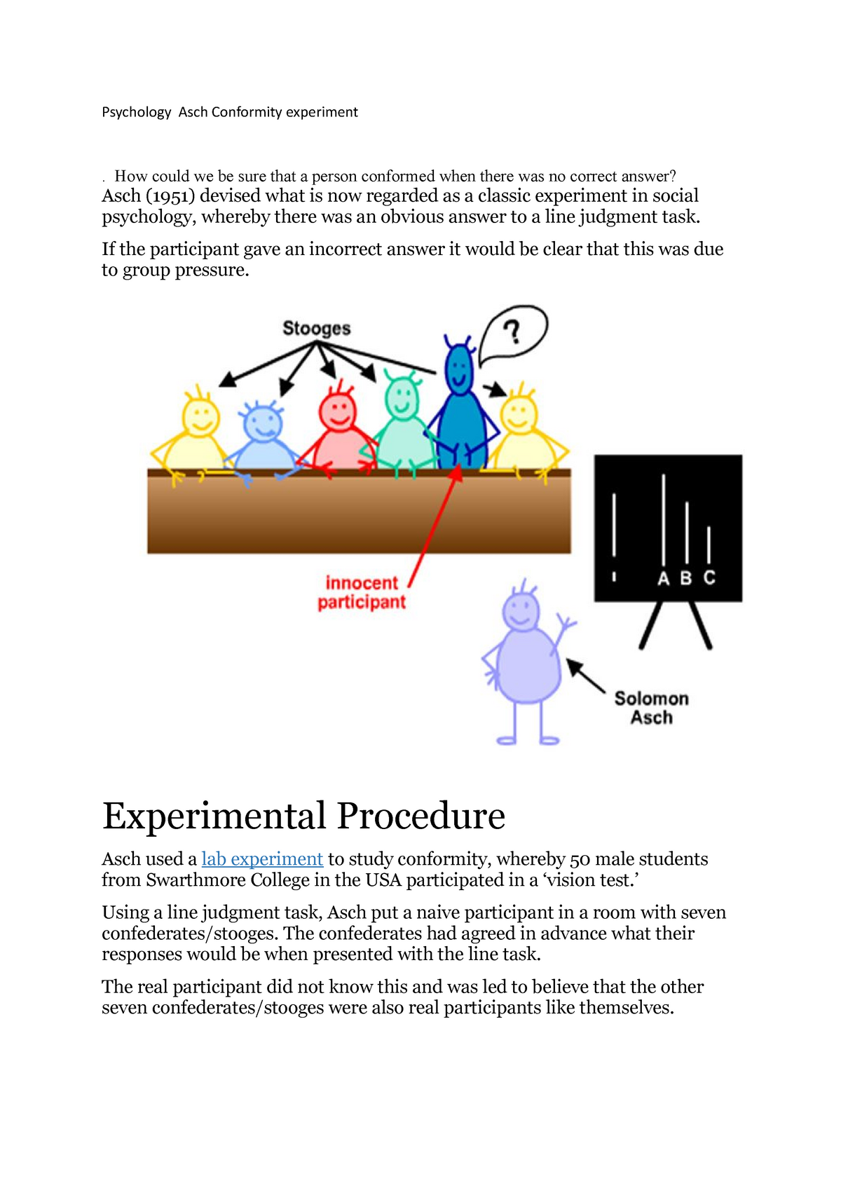 conformity experiment in psychology