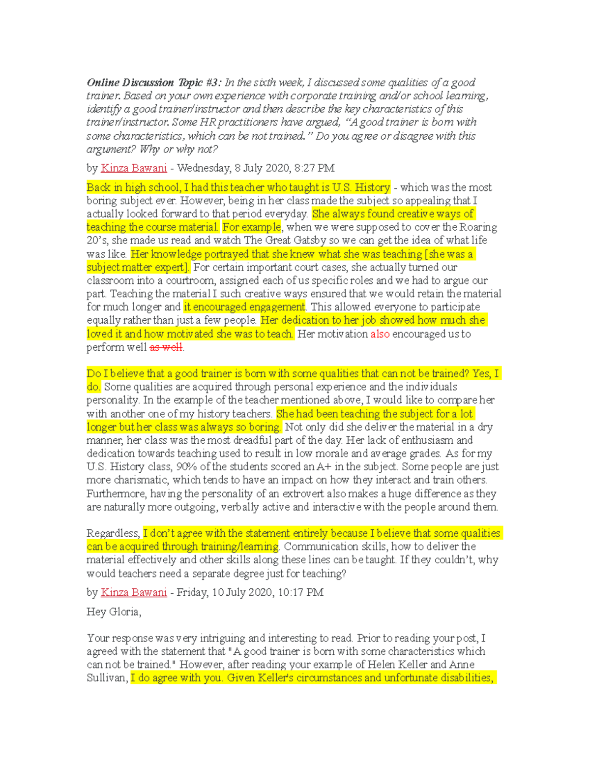 Discussion-3 - Discussion forum post with feedback. - Online Discussion ...