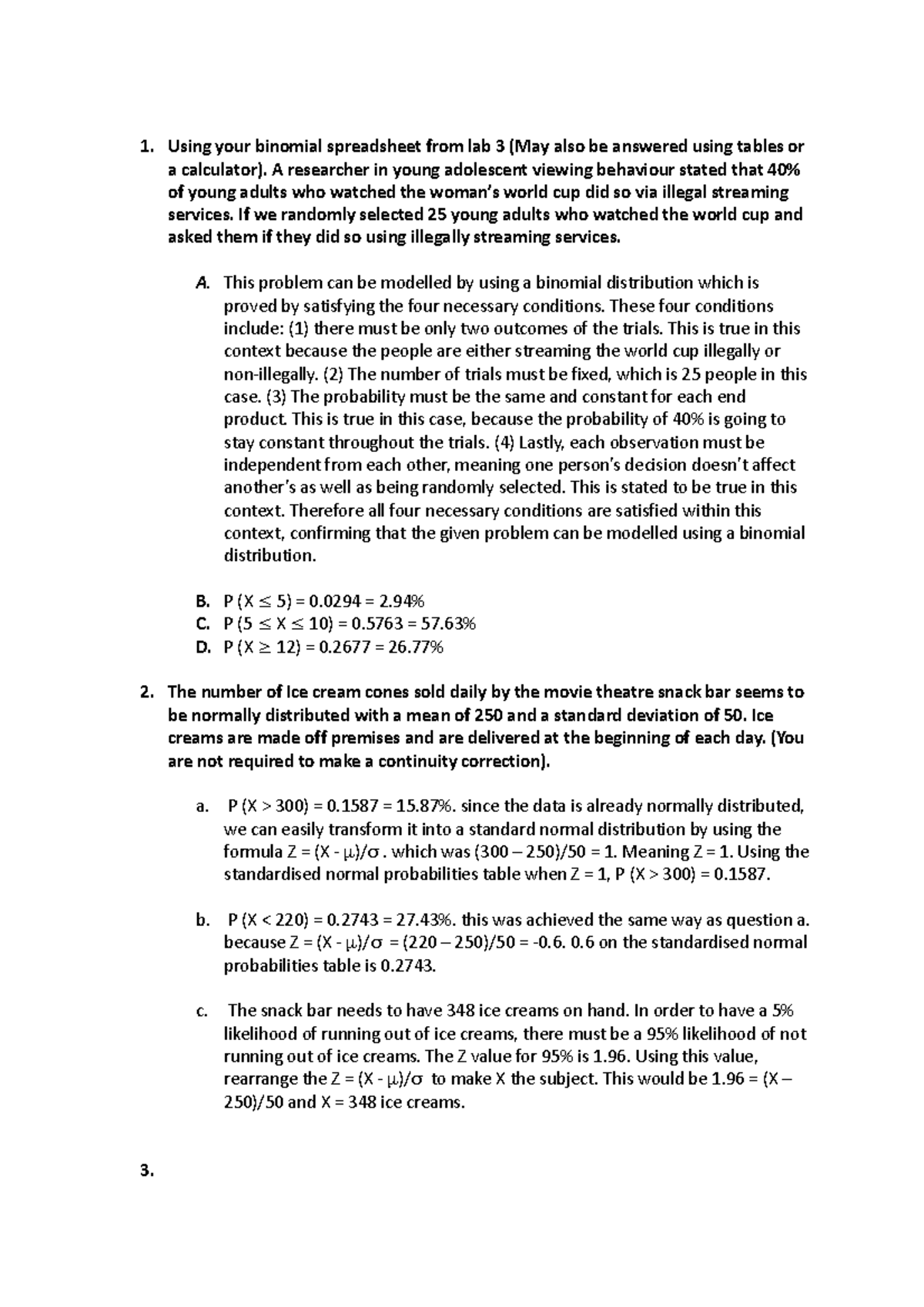112 assignment 2 - Qiana Kruger - Using your binomial spreadsheet from ...
