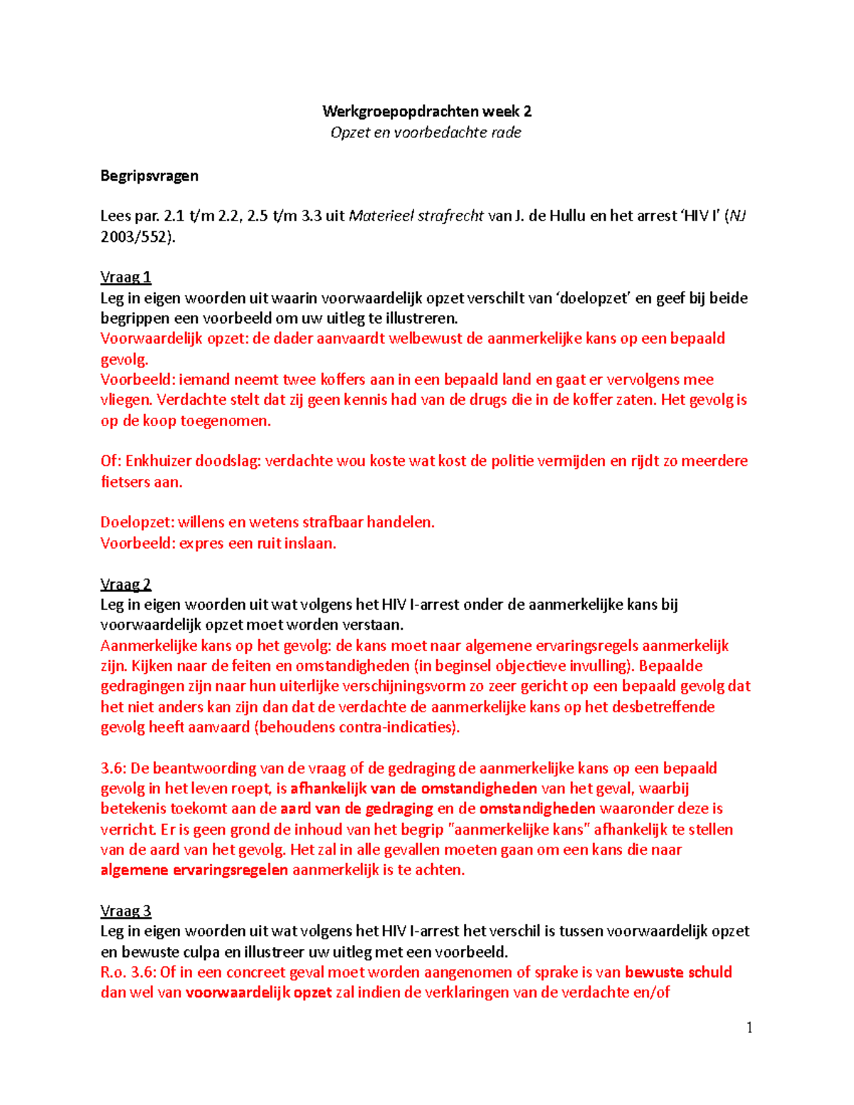 Werkgroepopdrachten Week 2 - 2 T/m 2, 2 T/m 3 Uit Materieel Strafrecht ...