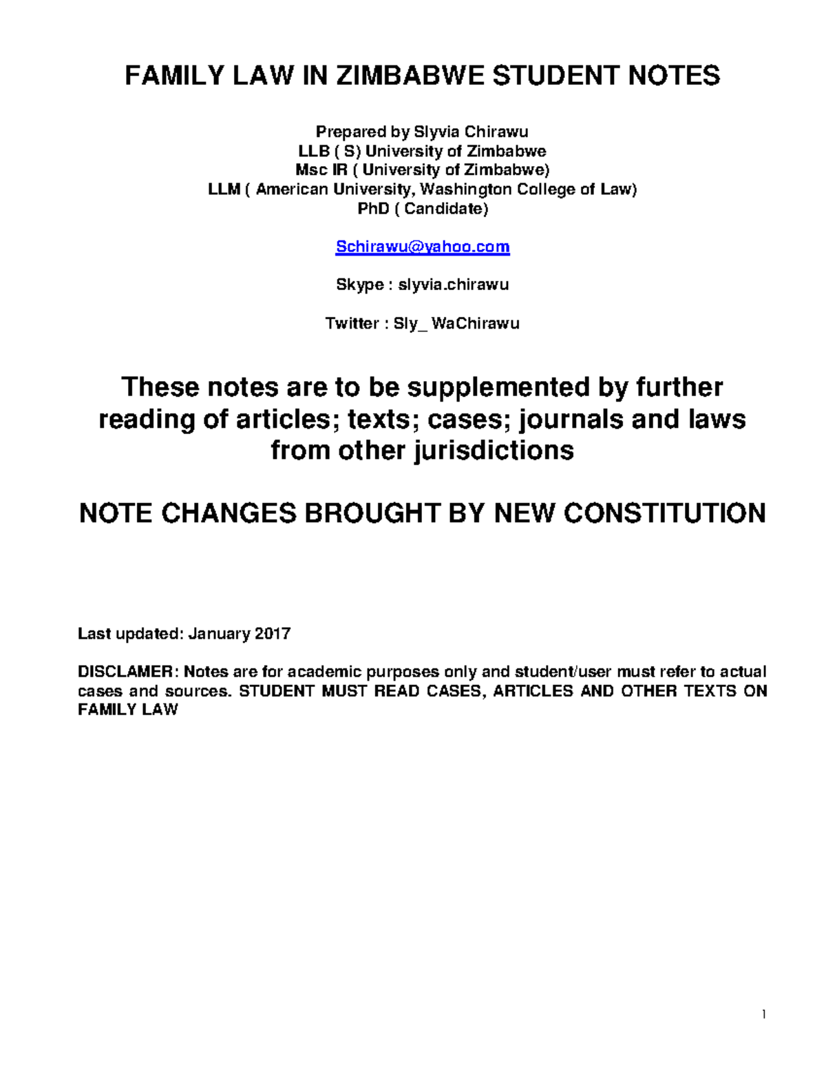 Family LAW Notes 2017 095956 - FAMILY LAW IN ZIMBABWE STUDENT NOTES ...