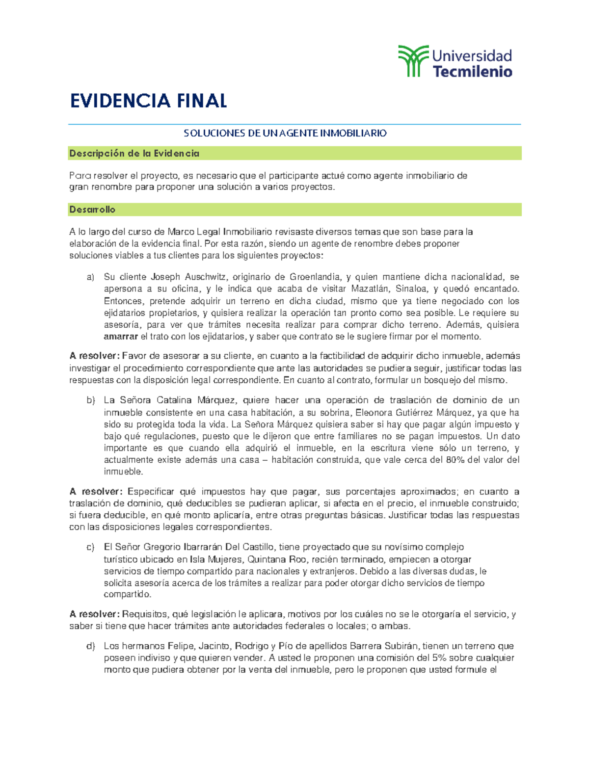 Evidencia - para realizar proyecto - EVIDENCIA FINAL SOLUCIONES DE UN ...
